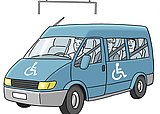 Symbolabbildung: Kleinbus mit aufgedrucktem Behinderten-Symbol