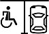 Icon: Parkplatz und Rollstuhlfahrer