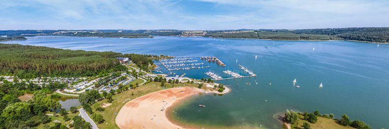 Luftaufnahme vom Brombachsee, Foto: TV Fränkisches Seenland/multimaps360° 