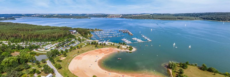 Luftaufnahme vom Brombachsee, Foto: TV Fränkisches Seenland/multimaps360° 
