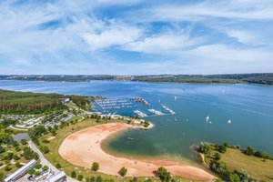Luftaufnahme vom Brombachsee, Foto: TV Fränkisches Seenland/multimaps360° 