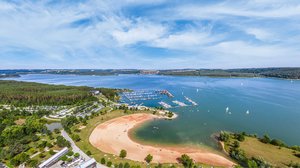 Luftaufnahme vom Brombachsee, Foto: TV Fränkisches Seenland/multimaps360° 