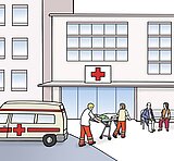 Symbolabbildung: Rettungskräfte bringen einen Patienten in die Notaufnahme.