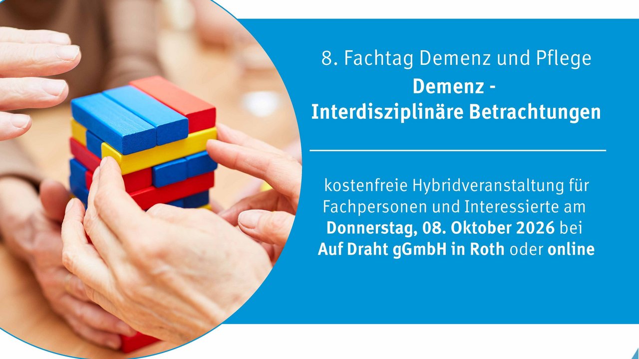 Grafik mit den wichtigsten Informationen zum Fachtag Demenz und Pflege