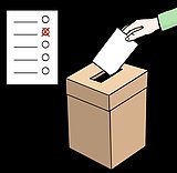 Symbolabbildung: Urne mit Wahlzettel